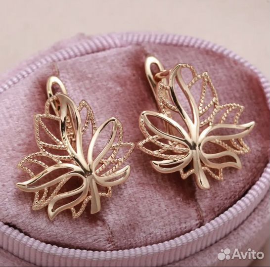 Серьги ажурные позолота новые