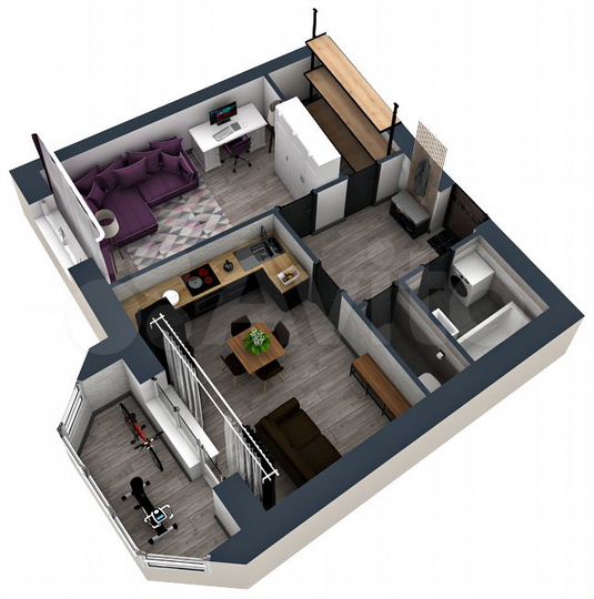 1-к. квартира, 48,7 м², 5/5 эт.