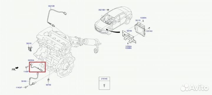 Датчик детонации Kia Rio 4 седан 1.4 G4LC 2021