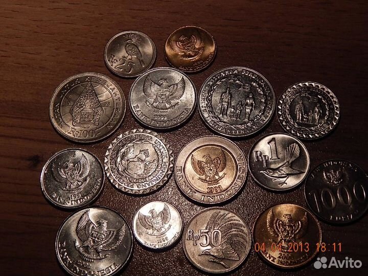 Индонезия 15 монет UNC фао, биометалл