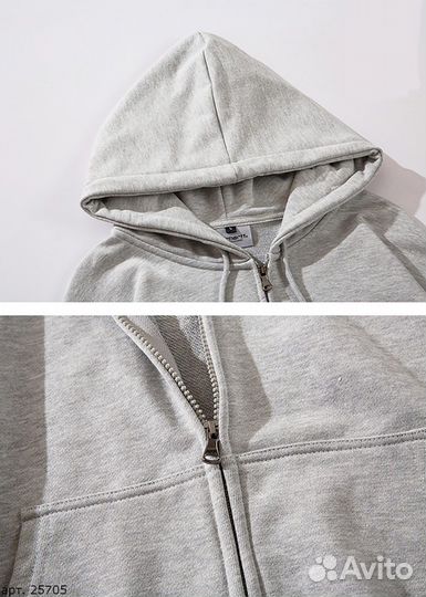 Худи Carhartt double logo серое