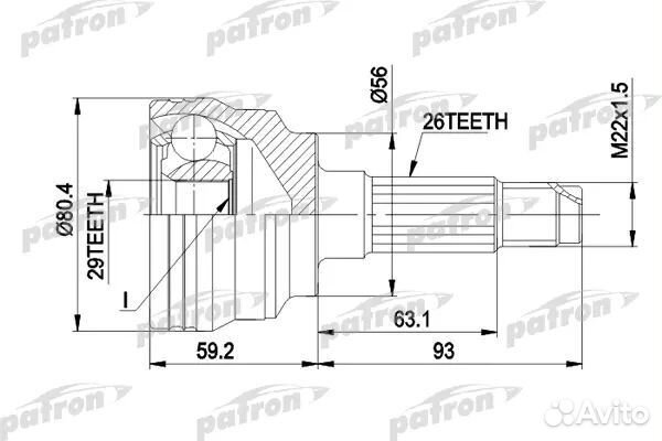Patron PCV1472 Шарнирный комплект приводной вал