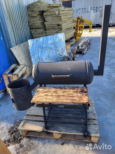 Мангал с печью под казан и крышей