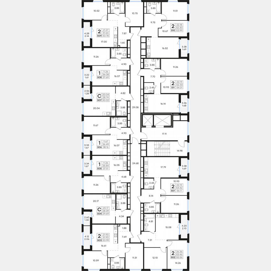 2-к. квартира, 56,1 м², 10/15 эт.