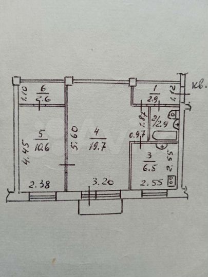 2-к. квартира, 45,2 м², 3/5 эт.