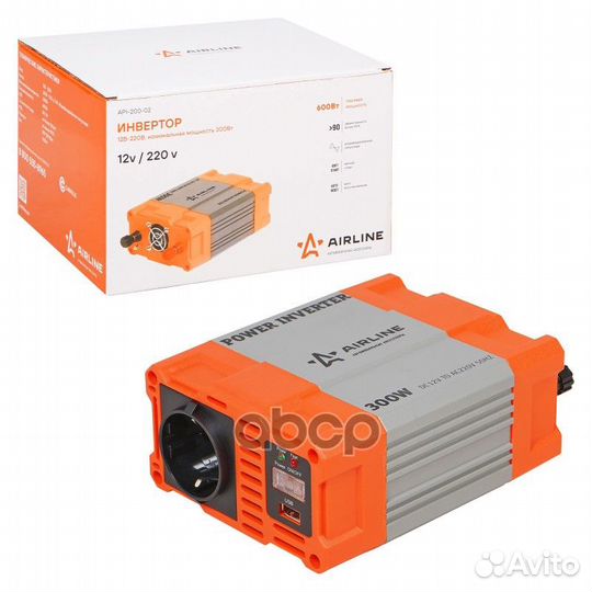 Инвертор 12в-220в, 300 вт API20002 airline
