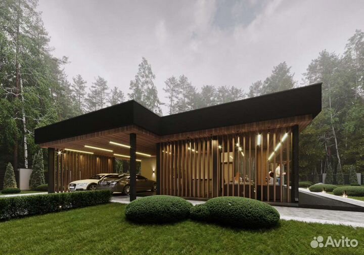 Готовый проект дома 153 метра с плоской кровлей