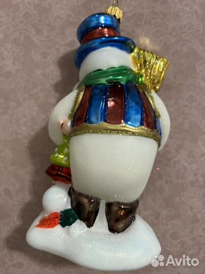 Снеговик с девочкой, елочная игрушка