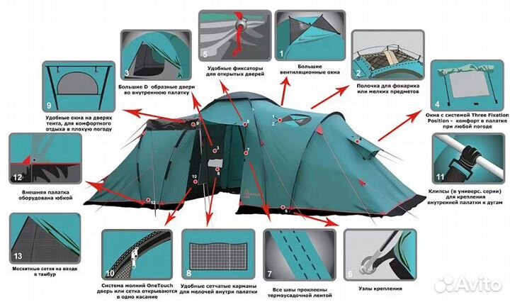 Летние Кемпинговые Палатки Tramp 4 6 мест
