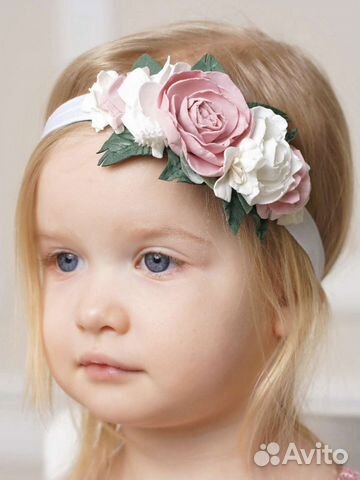 Повязка на голову детская с цветами