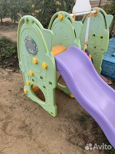 Детские качели с горкой для дачи