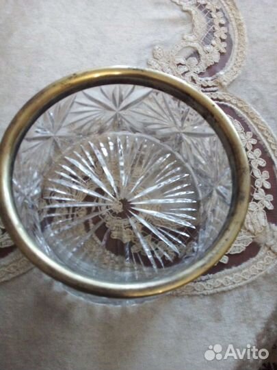 Конфетница хрустальная мельхиор серебро