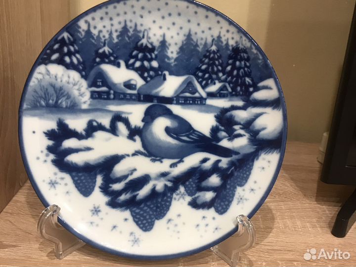 Гжель плакетка (картина) ручная авторская работа