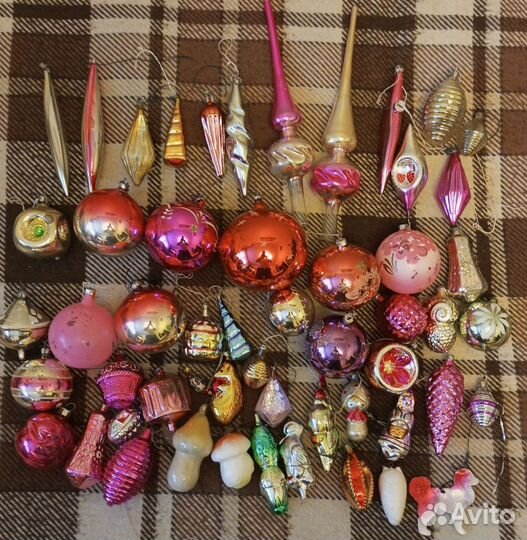 Елочные игрушки СССР (много) +ёлочка+гирлянда