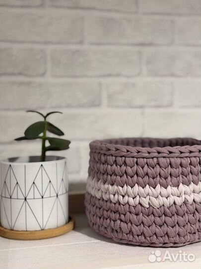 Корзина из трикотажной пряди