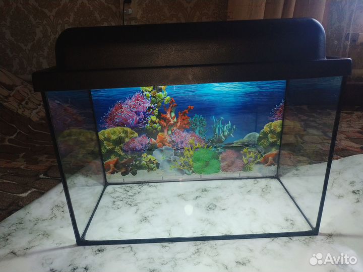 Аквариумный набор: аквариум, фильтр, фон