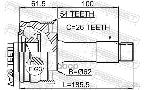 ШРУС наружный 28x62x26 (mercedes benz G-class 463