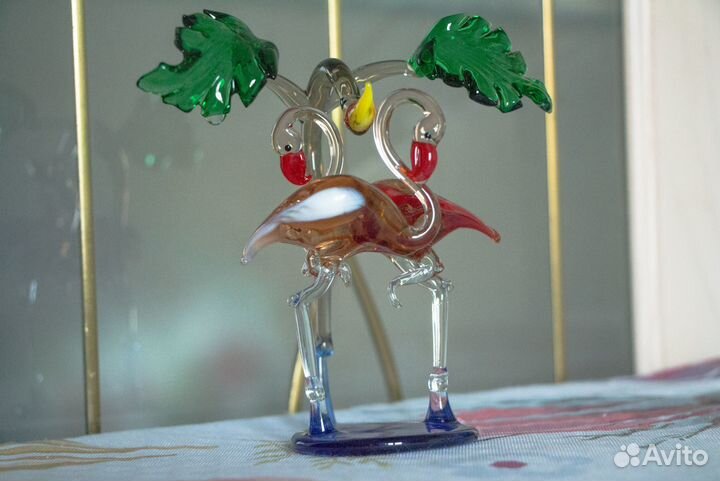 Стеклянная композиция Фламинго винтаж СССР