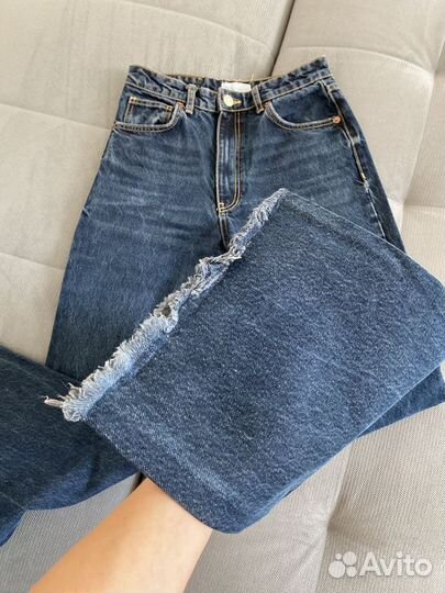 Джинсы женские широкие zara 42 44 46 синие