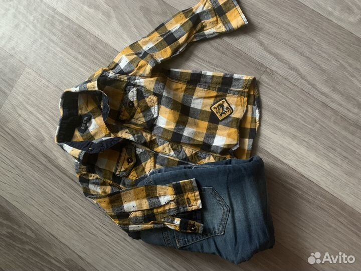 Комплект джинсы и рубашка 74-80