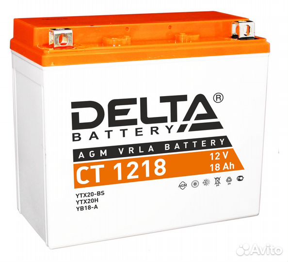 Аккумулятор delta CT 1218 20 Ач 270 A (EN) 12V