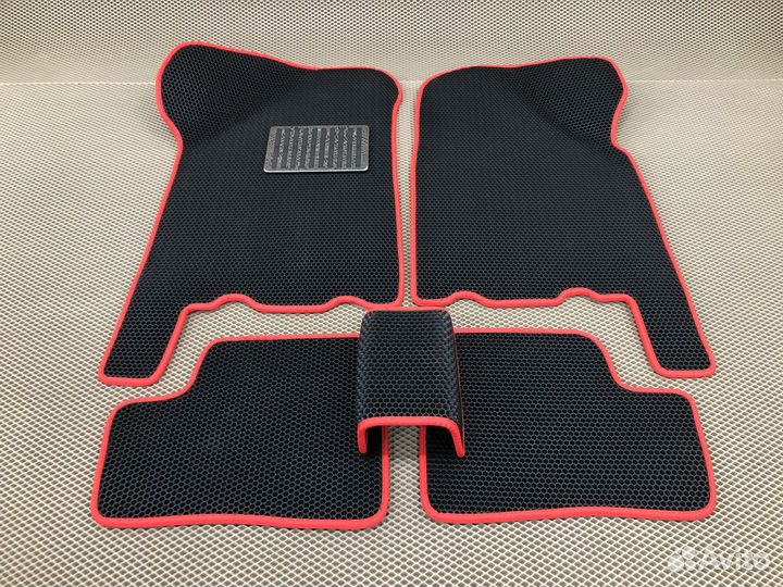 Коврики EVA Лада 2114 (соты красные) + подпятник