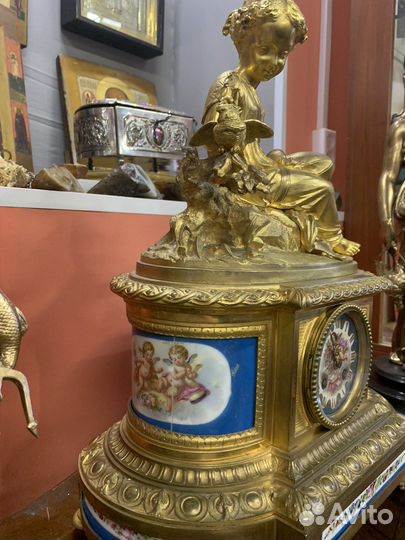 Часы каминные золочение 19 век