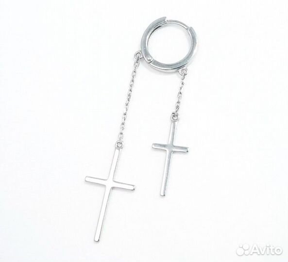 Серьга из серебра крест