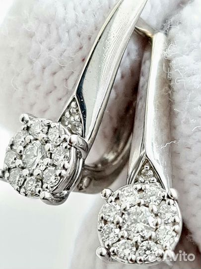 Золотые серьги малинки 585 мюз с бриллиантами