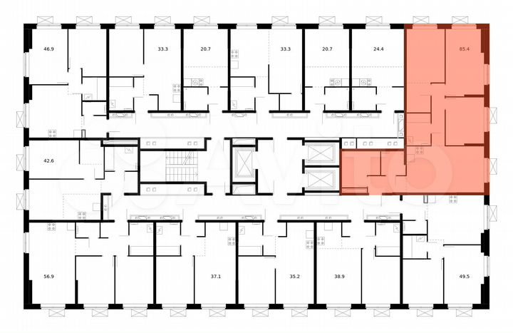 3-к. квартира, 85,4 м², 12/22 эт.
