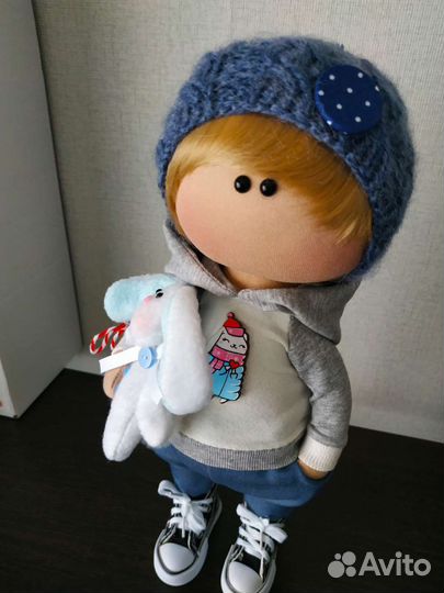 Кукла ручной работы мальчик и тильда Зайка