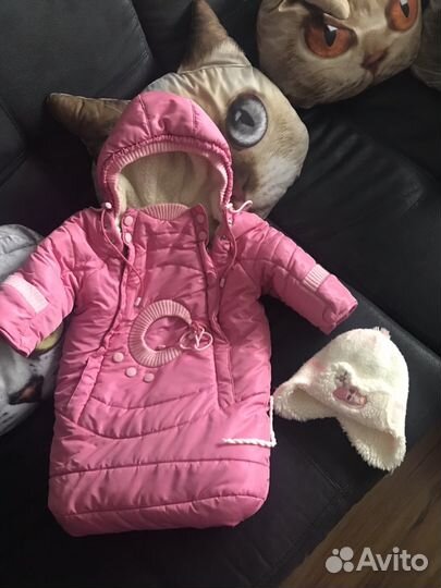 Конверт комбинезон зимний с шапочкой и унтами