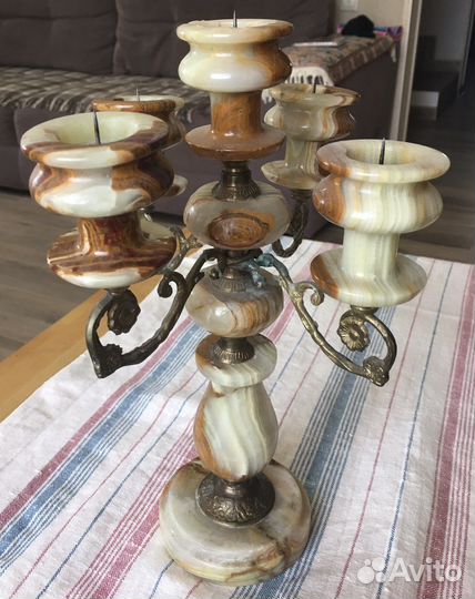 Подсвечник, канделябр на 5 свечей из камня