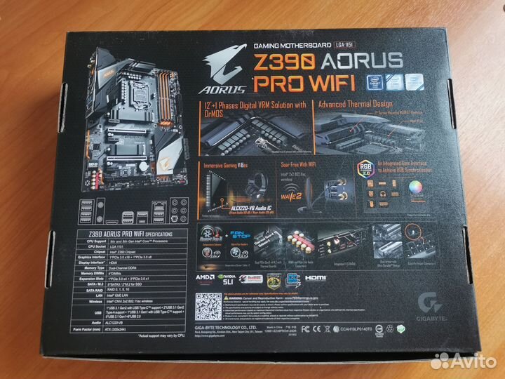 Материнская плата Gigabyte Aorus Z390 pro wifi