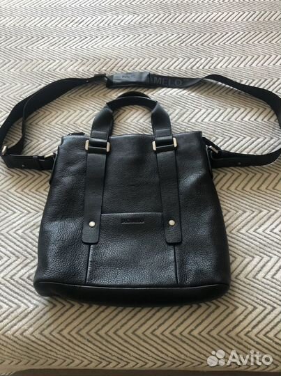 Сумка кожаная для ноутбука. Новая, черная