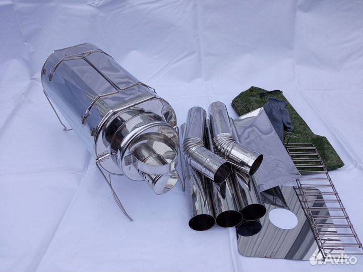 Печь для отопления палатки Кабанчик на 15 л. с реш