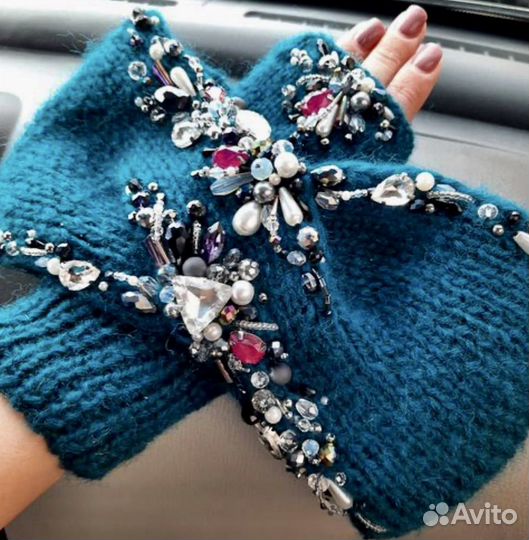 Митенки и повязка ручной работы