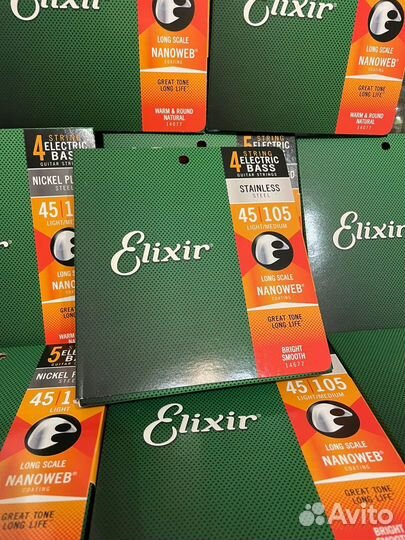 Струны для бас-гитары Elixir 14677 nanoweb 45-105