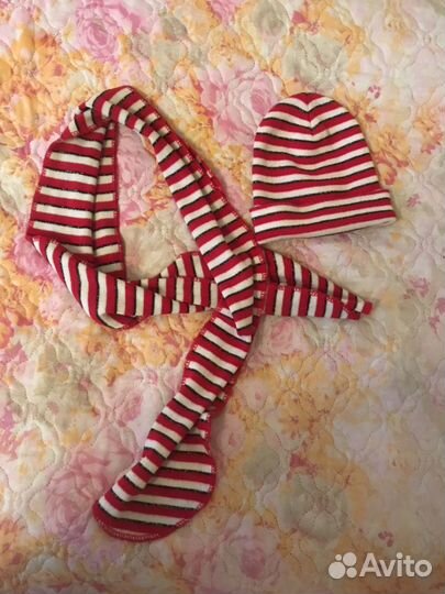 Шапка бордовая Бершка. Комплект в полосочку