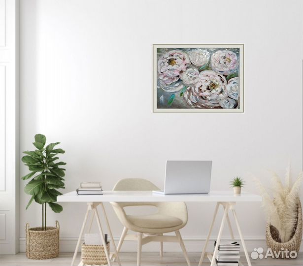 Картина маслом на холсте цветы пионы