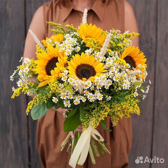 Подсолнухи в подарок Цветы букет из Ромашек