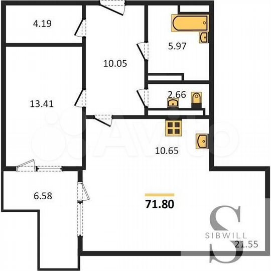1-к. квартира, 71,8 м², 20/25 эт.