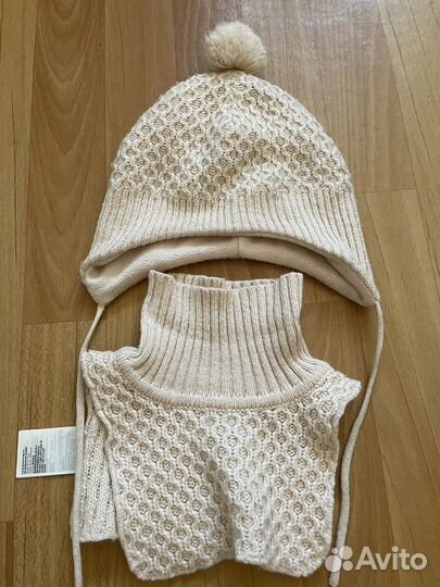 Комплект шапка, шарф манишка для девочки hm 98