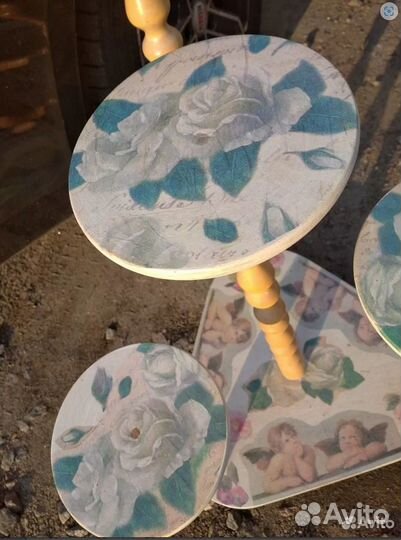 Подставка под цветы дерево декупаж