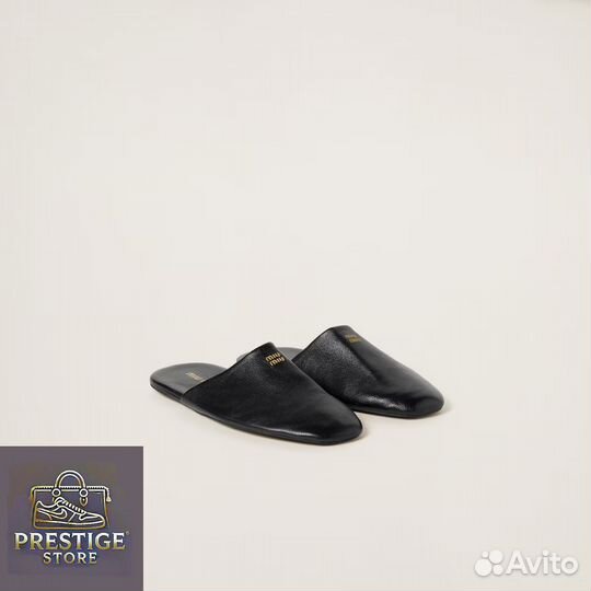 Тапочки Miu Miu кожаные черные, 36 р