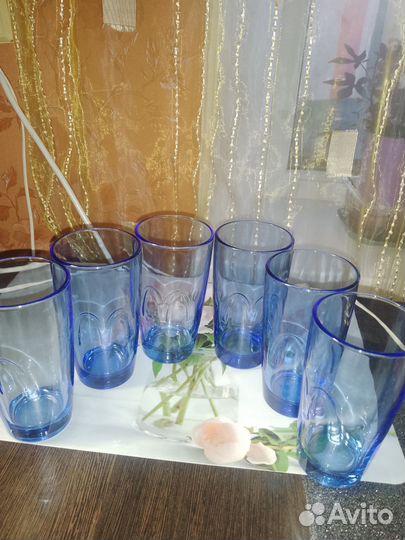 Стаканы синего цвета, 6 шт