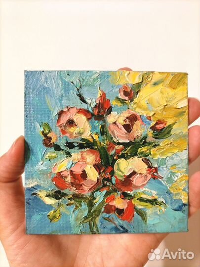 Три мини картины масло плюс магнитики