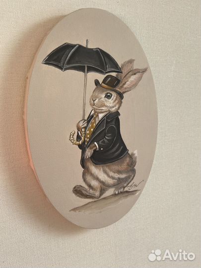 Картина овальная Зайчик