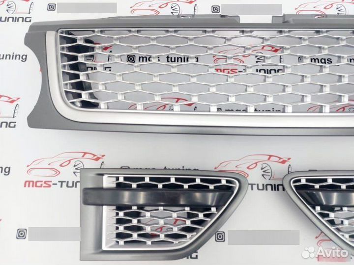 Решетка + жабры на Range Rover Sport 09-13 Silver