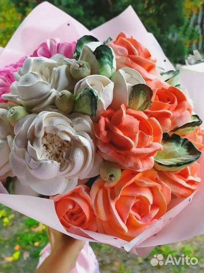 Зефирный букет, съедобные цветы